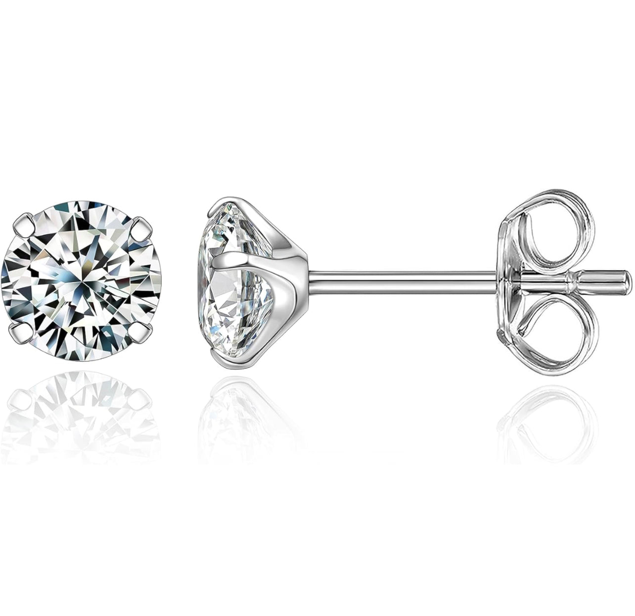 G23 Titanium Prong Set CZ Gem Stud Earrings