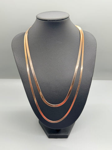 Mob Wife Vibes Simple 18K Rose Gold Double Herringbone Chain Necklace