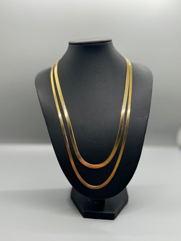 Mob Wife Vibes Simple 18K Yellow Gold Double Herringbone Chain Necklace