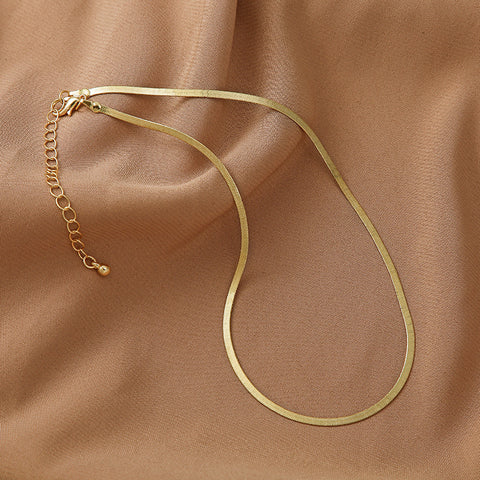 Simple 18K Gold Herringbone Chain Necklace