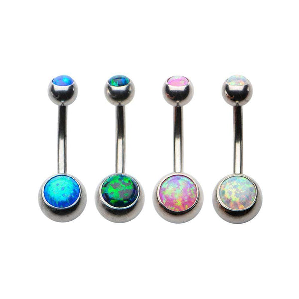 Opal Glitter Steel Belly Ring