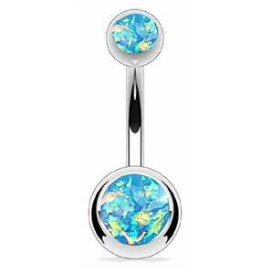 Opal Glitter Steel Belly Ring