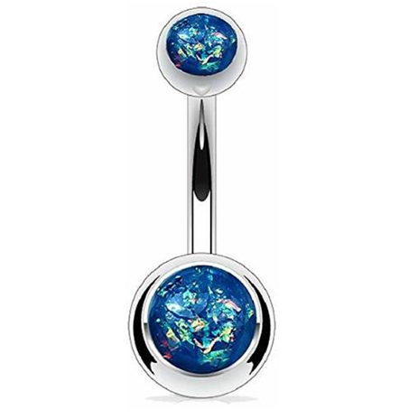 Opal Glitter Steel Belly Ring