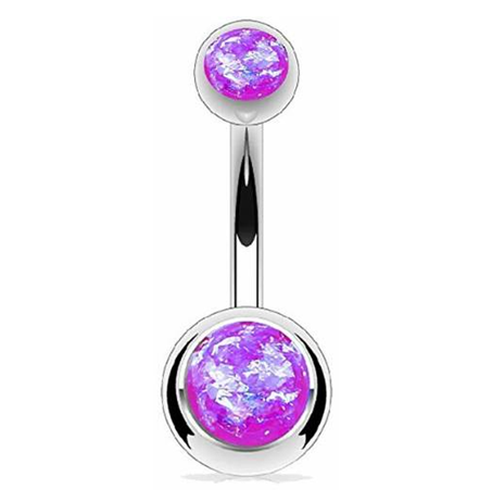 Opal Glitter Steel Belly Ring